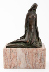 PATINATED BRONZE NUDE FEMALE F