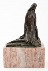 PATINATED BRONZE NUDE FEMALE F