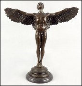 PATINATED BRONZE NUDE MALE FIG