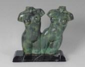 PATINATED BRONZE OF 2 FEMALE N