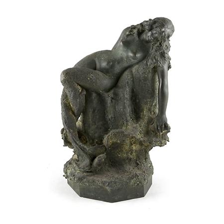 Patinated-Bronze of a Reclining
