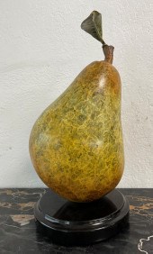 PATINATED BRONZE PEAR SCULPTUR