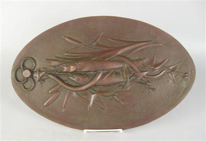 Patinated bronze plaque    Of
