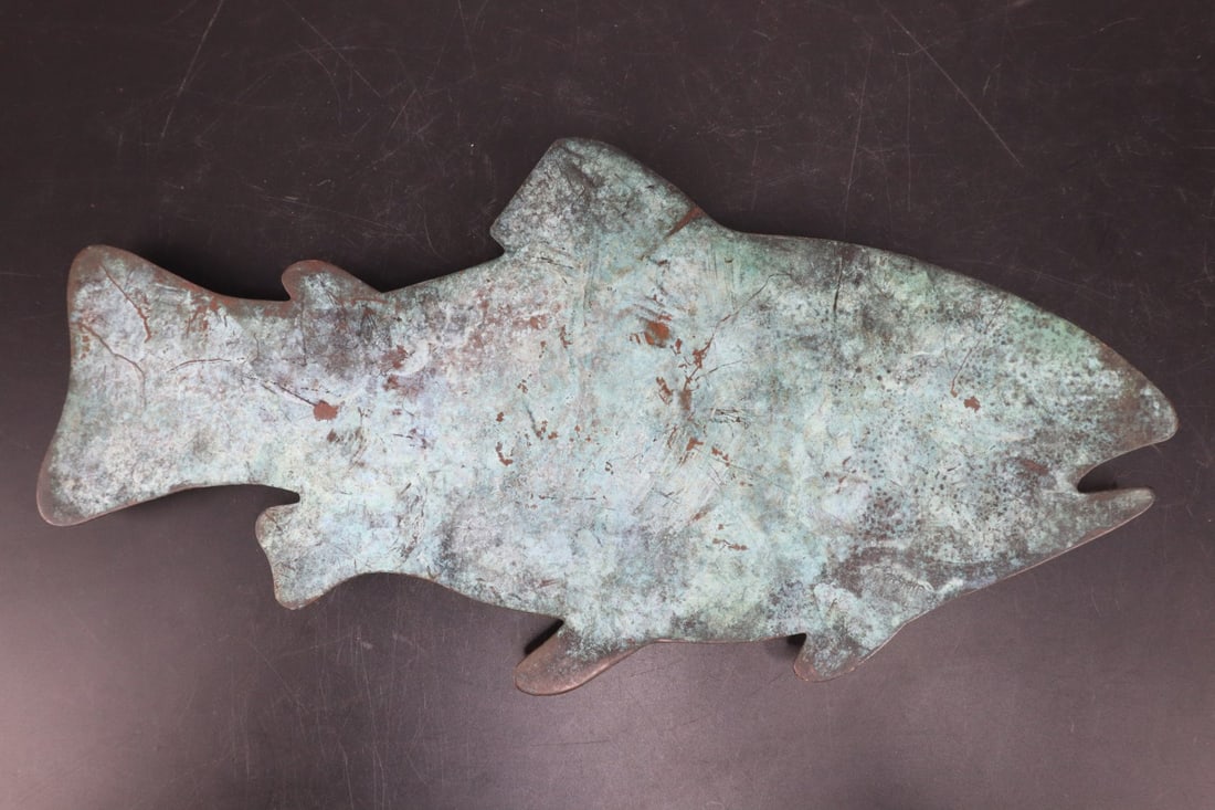 PATINATED BRONZE SALMON TRIVET,