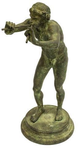 PATINATED BRONZE SATYR SCULPTURE,