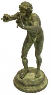 PATINATED BRONZE SATYR SCULPTU