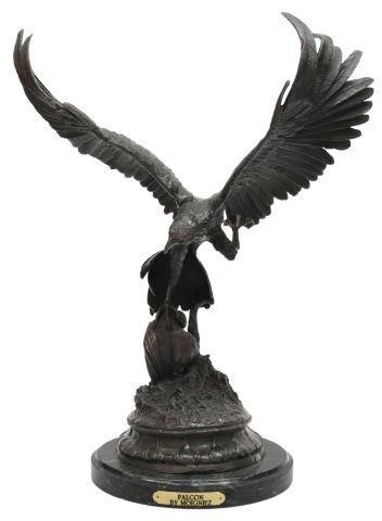 PATINATED BRONZE SCULPTURE, FALCON,