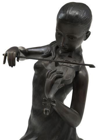 PATINATED BRONZE SCULPTURE GIRL