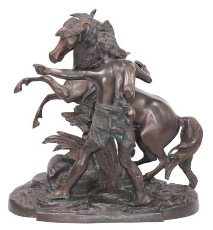 PATINATED BRONZE SCULPTURE, HORSE