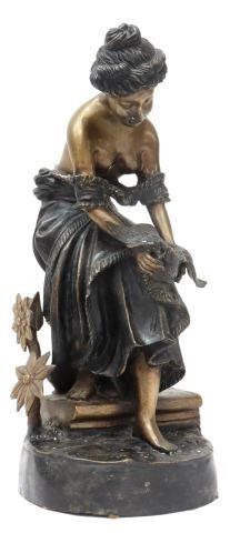 PATINATED BRONZE SCULPTURE WOMAN