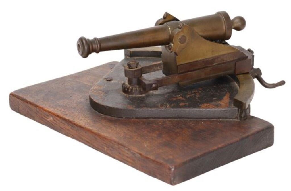 PATINATED BRONZE SIGNAL CANNON ON