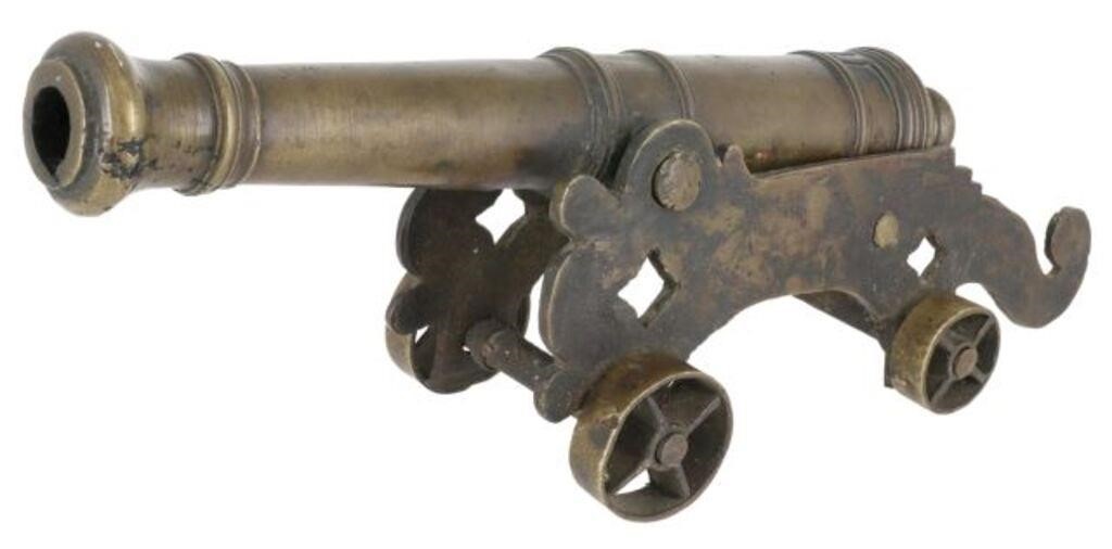 PATINATED BRONZE SIGNAL CANNON ON
