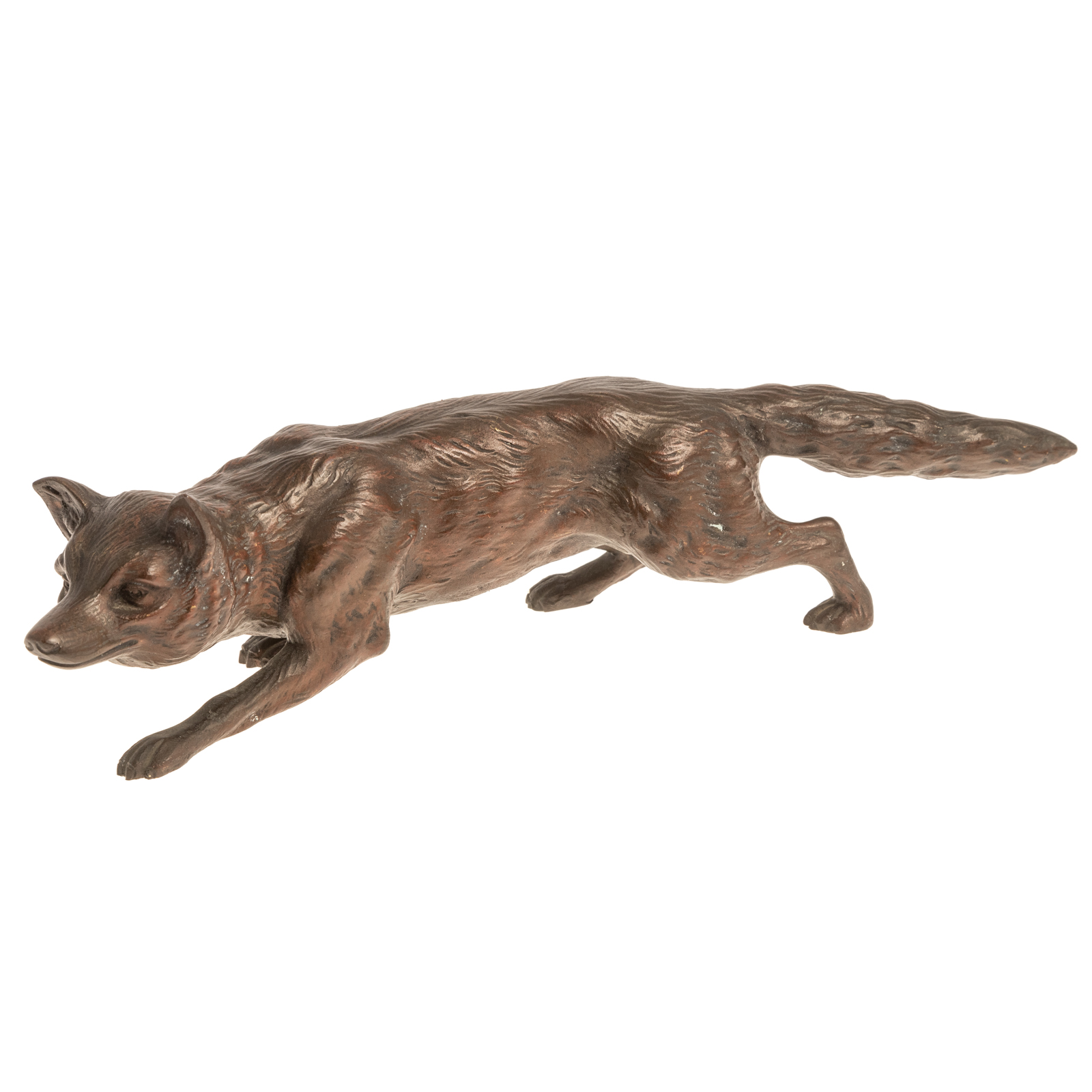 PATINATED BRONZE STALKING FOX
