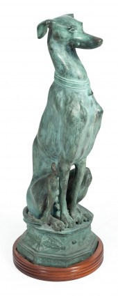 PATINATED CAST BRONZE GREYHOUN
