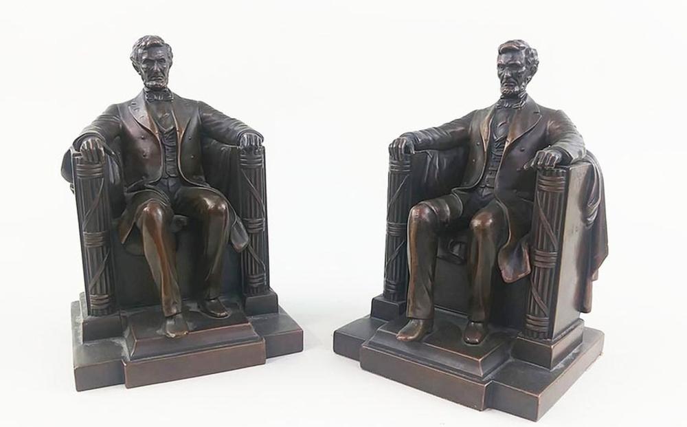 PATINATED COPPER-CLAD BOOKENDS OF