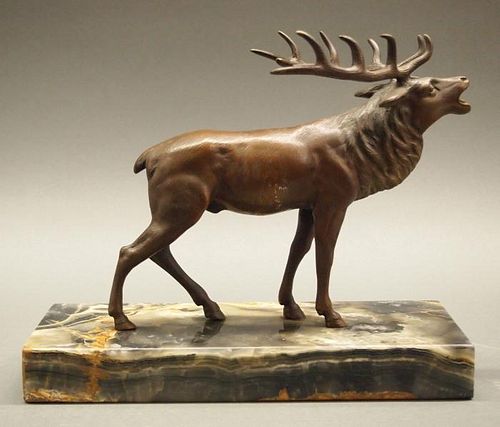 PATINATED ELK SCULPTUREAn early