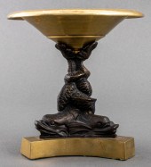 PATINATED & GILT BRONZE TAZZA