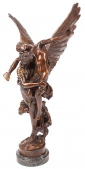 PATINATED, GILT FIGURAL "GLORI