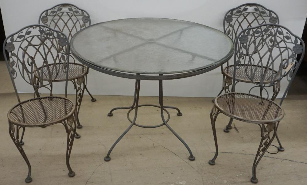 PATINATED IRON AND GLASS TOP