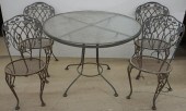 PATINATED IRON AND GLASS TOP O