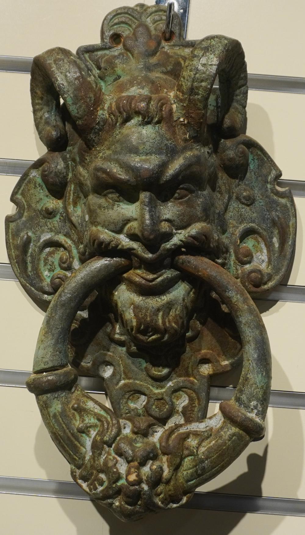 PATINATED IRON SATYR MASK DOOR