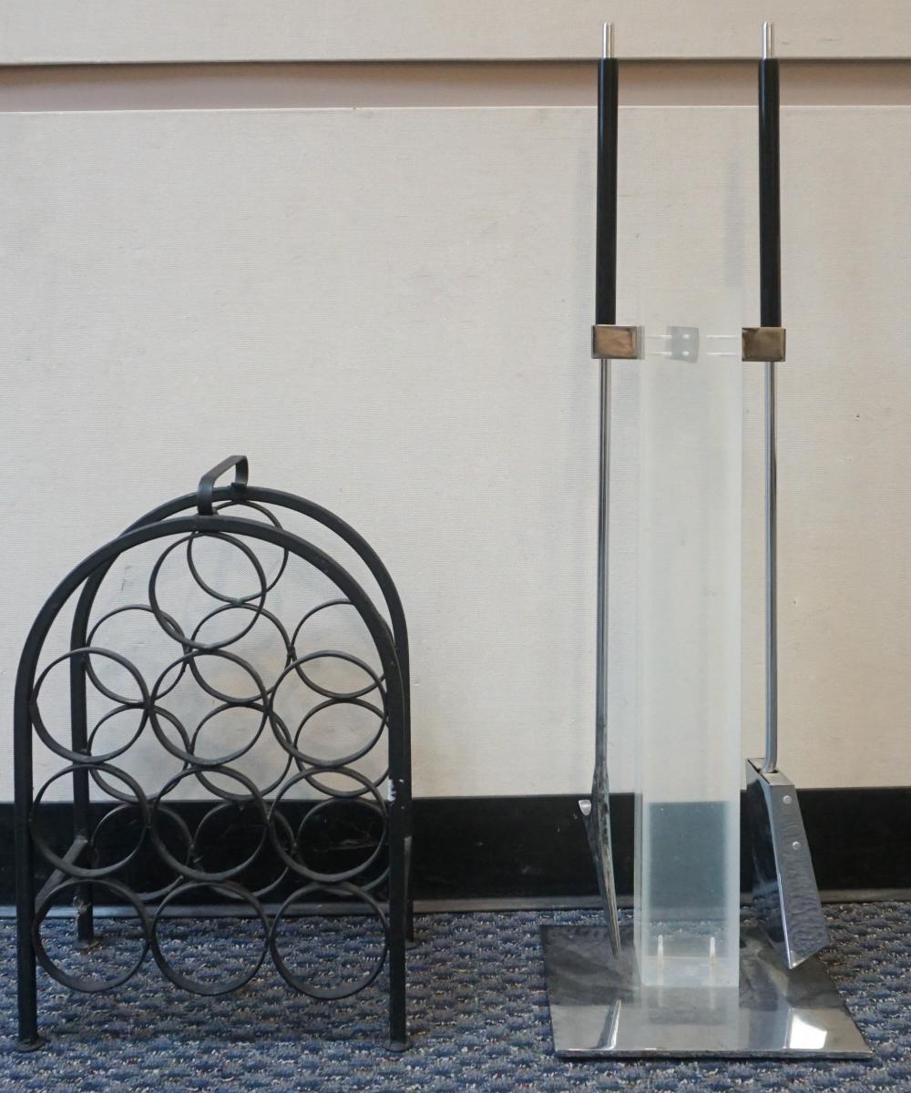 PATINATED METAL 10-BOTTLE WINE RACK