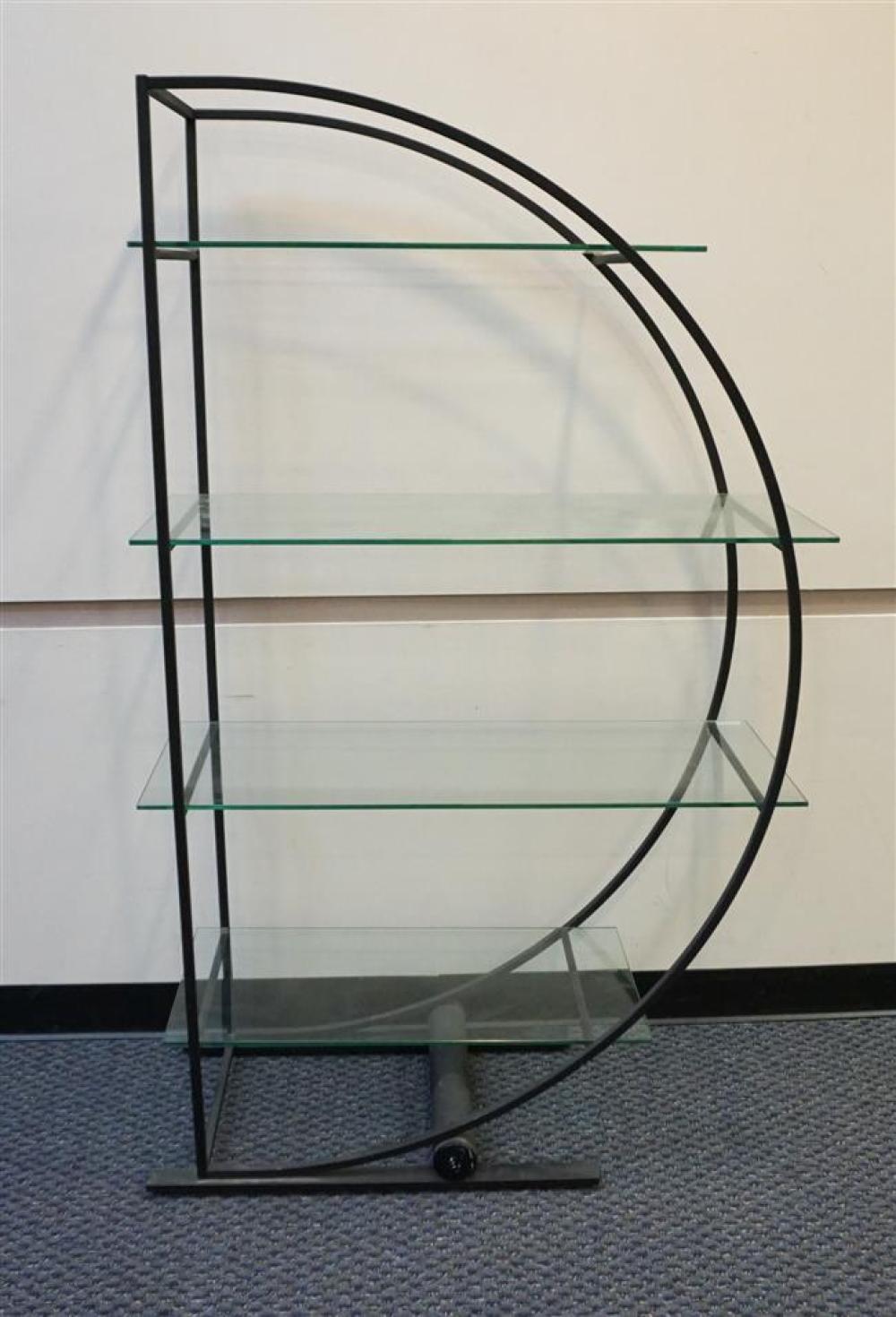 PATINATED METAL AND GLASS SHELF