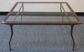 PATINATED METAL AND GLASS TOP