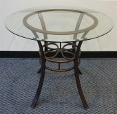 PATINATED METAL BASE ROUND GLA