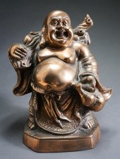 PATINATED METAL BUDAI FIGURAL