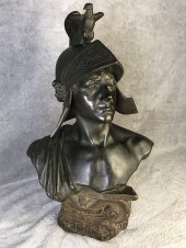 PATINATED METAL BUST OF A ROMA