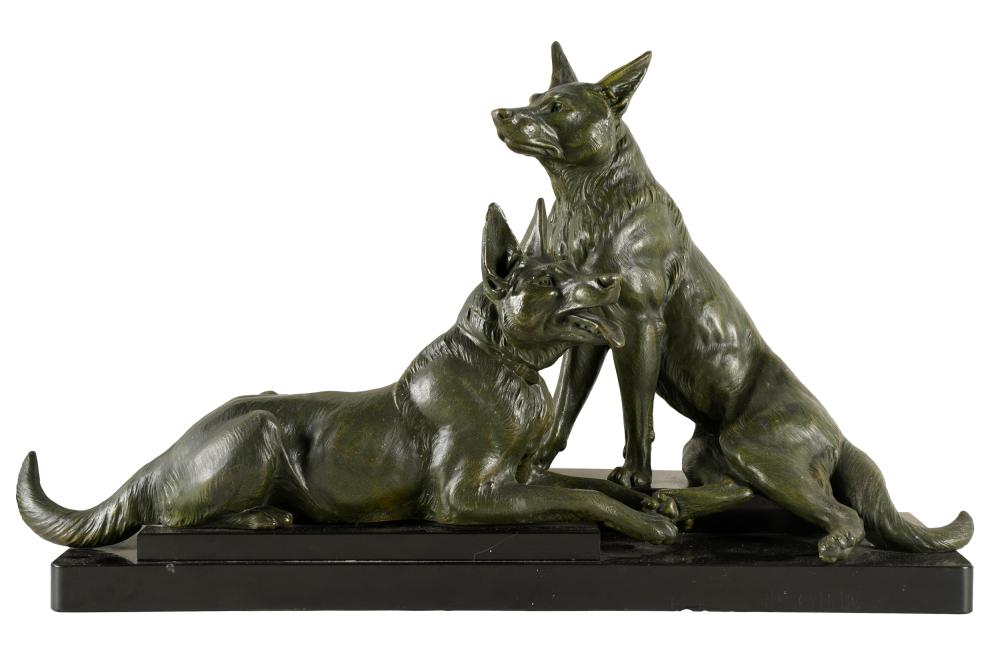 PATINATED METAL DOG FIGURAL