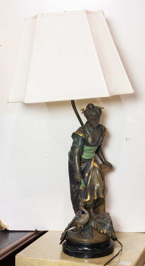 PATINATED METAL FIGURAL LAMP