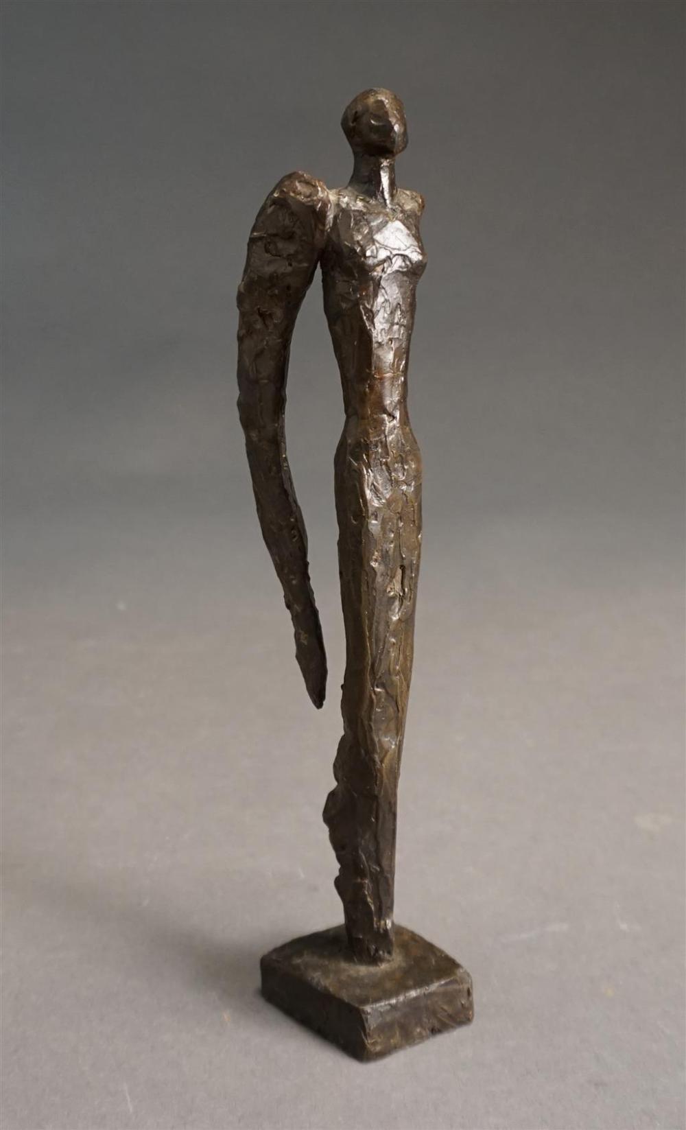 PATINATED METAL FIGURE OF AN ANGEL,
