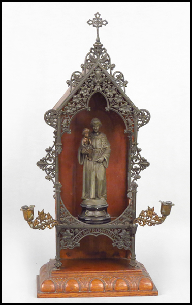 PATINATED METAL FIGURE OF ST.