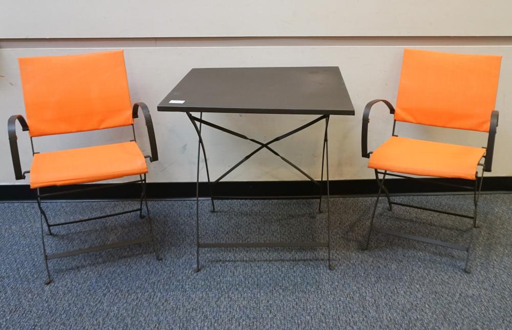 PATINATED METAL FOLDING TABLE AND