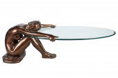PATINATED METAL & GLASS COFFEE