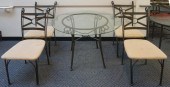 PATINATED METAL GLASS TOP TABL