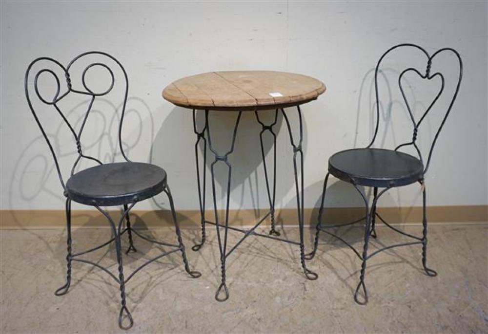 PATINATED METAL ICE CREAM TABLE AND
