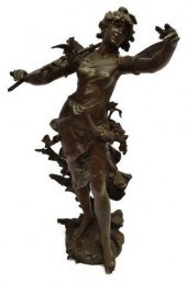 PATINATED METAL NYMPH SCULPTUR