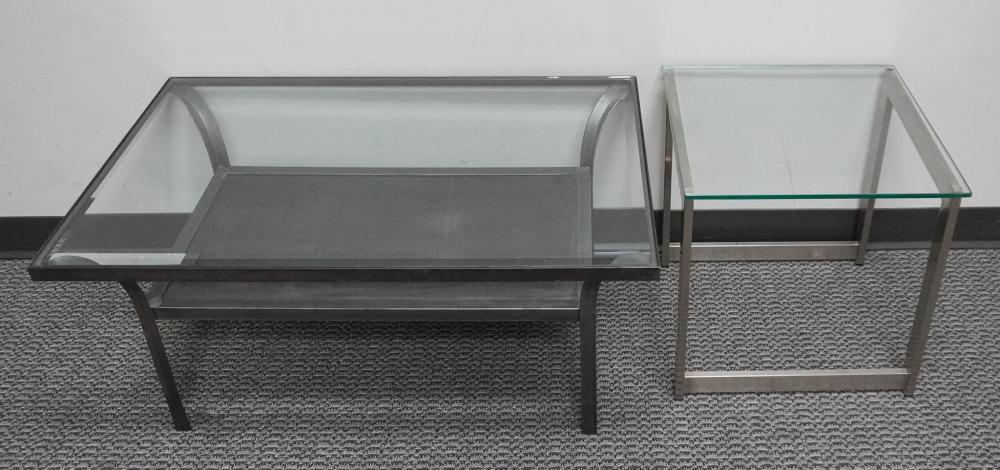 PATINATED METAL OUTDOOR TABLE AND A