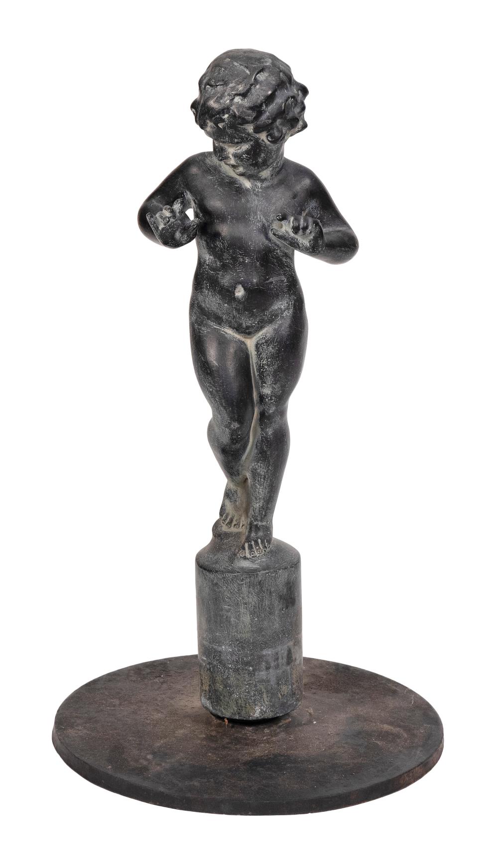 PATINATED METAL SCULPTURE OF A