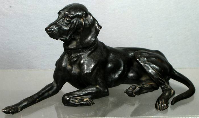 Patinated metal sculture of