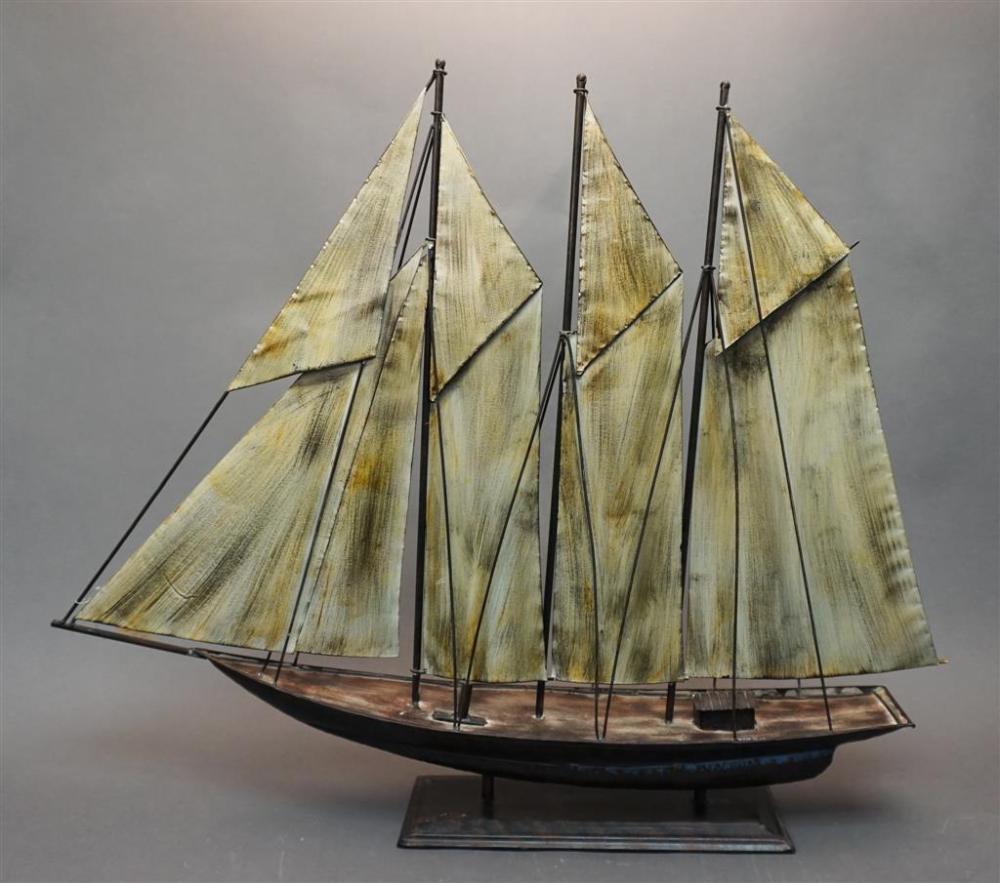 PATINATED METAL SHIP MODEL, H: 32