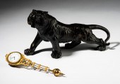 PATINATED METAL TIGER FIGURE W