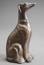 PATINATED METAL WHIPPET DESK O