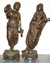PATINATED SPELTER GYPSY FIGURE