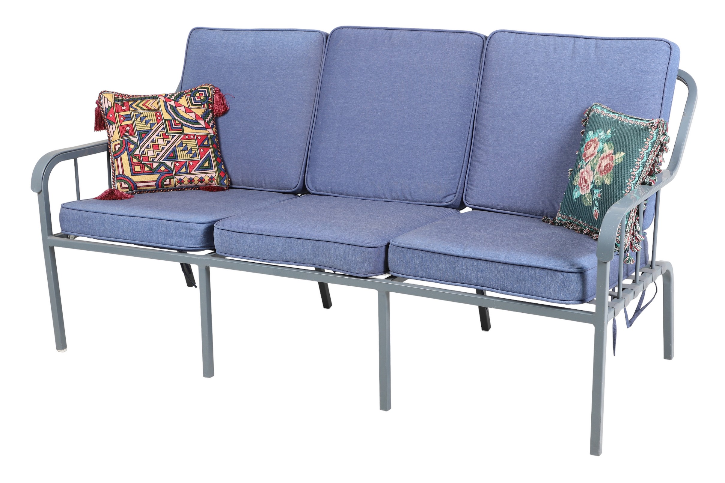 Patio 3-seat bench, white metal
