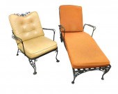 PATIO: METAL CHAISE LOUNGE AND