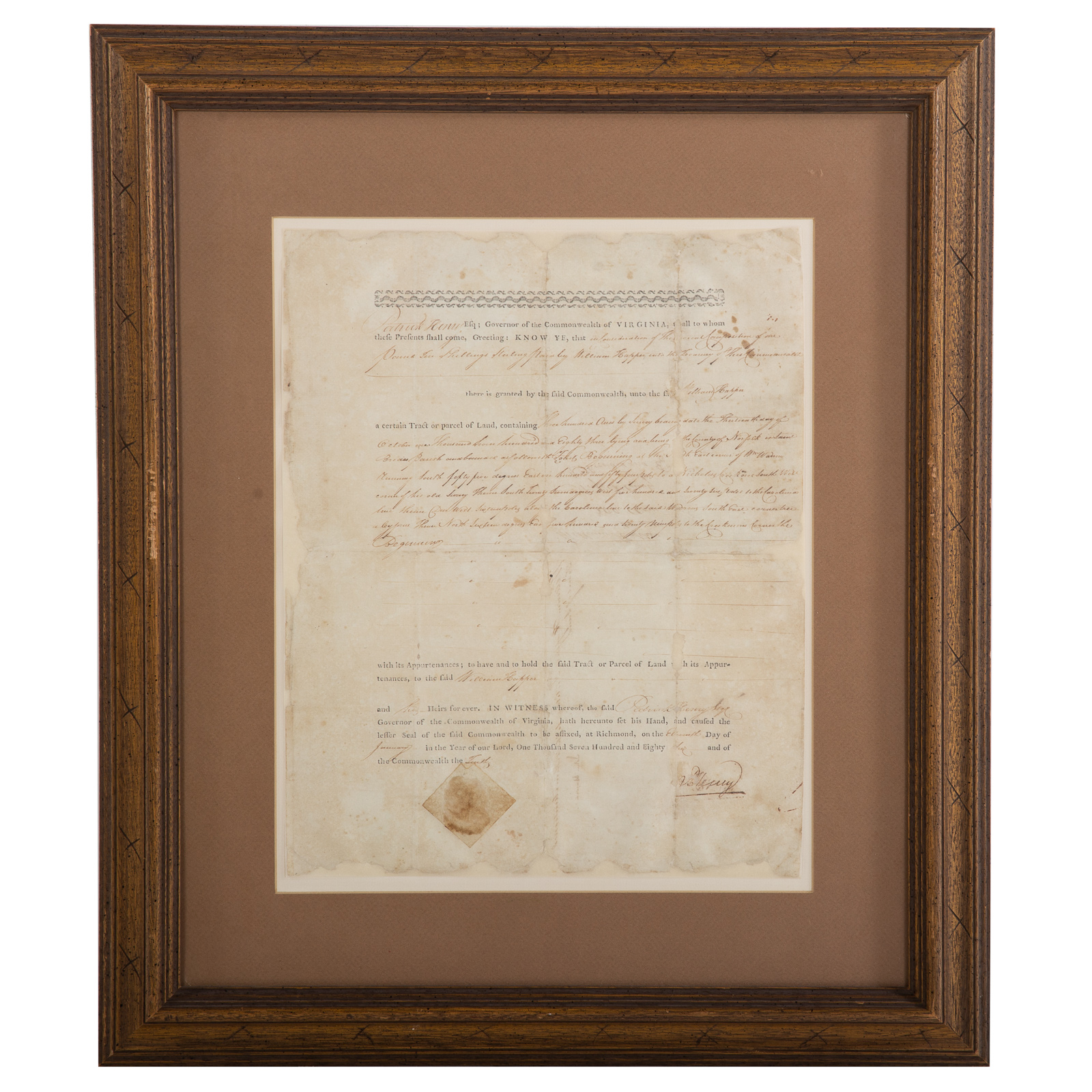 PATRICK HENRY, PART-PRINTED DEED,